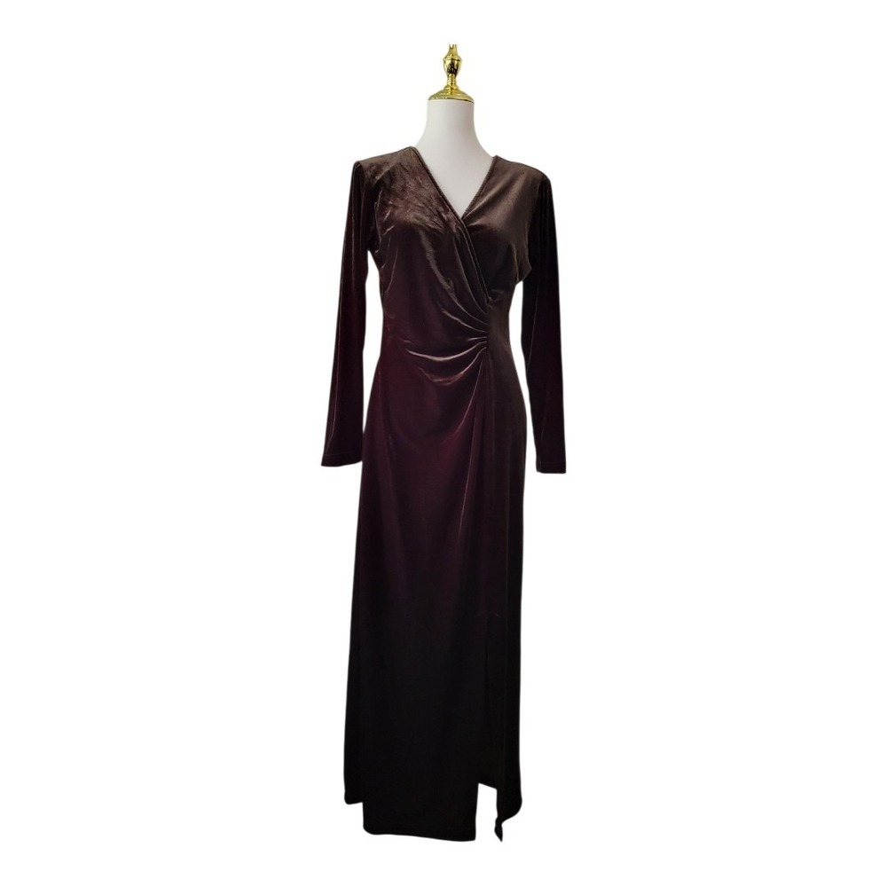 Amanda Lane Woman Evening Dress‎ Brown Velvet size 10 Vintage